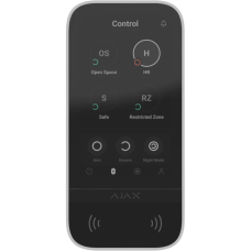 Melna bezvadu tastatūra Ajax KeyPad TouchScreen ar skārienekrānu un bezkontakta autorizāciju