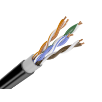 Datu kabelis Cat5e U/UTP dubulta izolacija PVC+PE, melns, ārtelpam, 24AWG