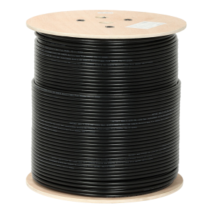 Datu kabelis Cat5e U/UTP dubulta izolacija PVC+PE 500m, melns, ārtelpam, 24AWG